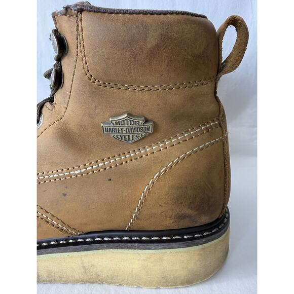 Harley-Davidson Men’s Brown Leather Motorcycle Boots Lace-Up Size 8.5M D93136 - Picture 5 of 13